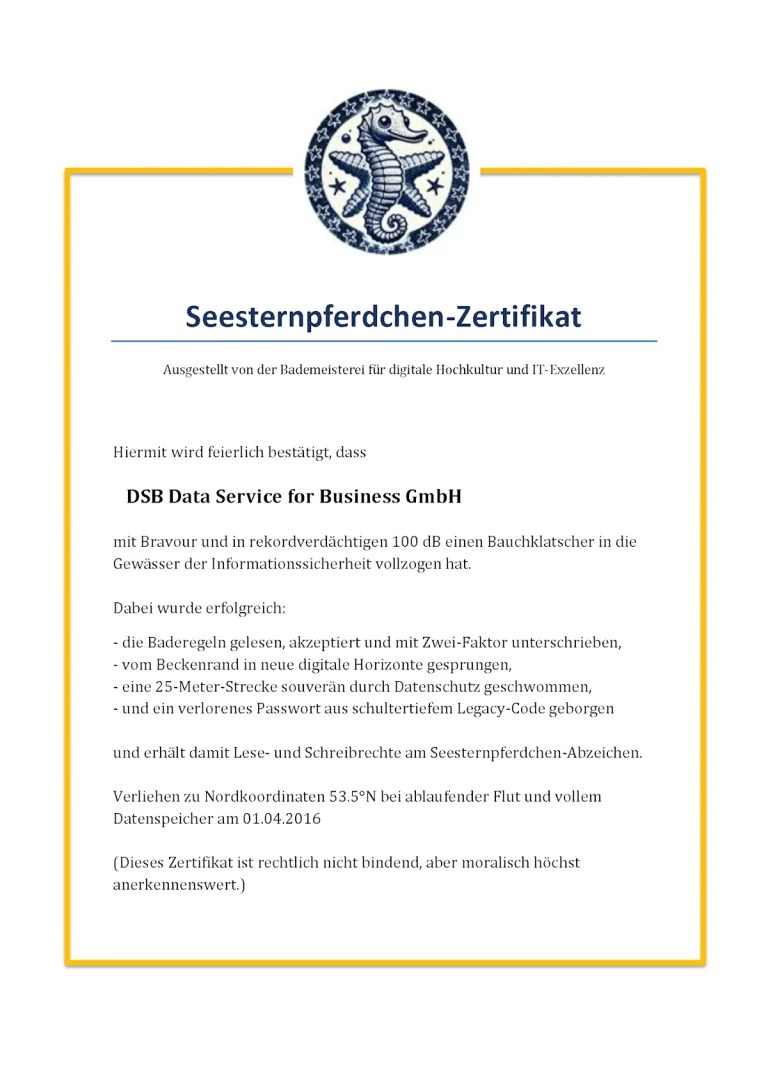 DSB - Baywatcher Zertifikat
